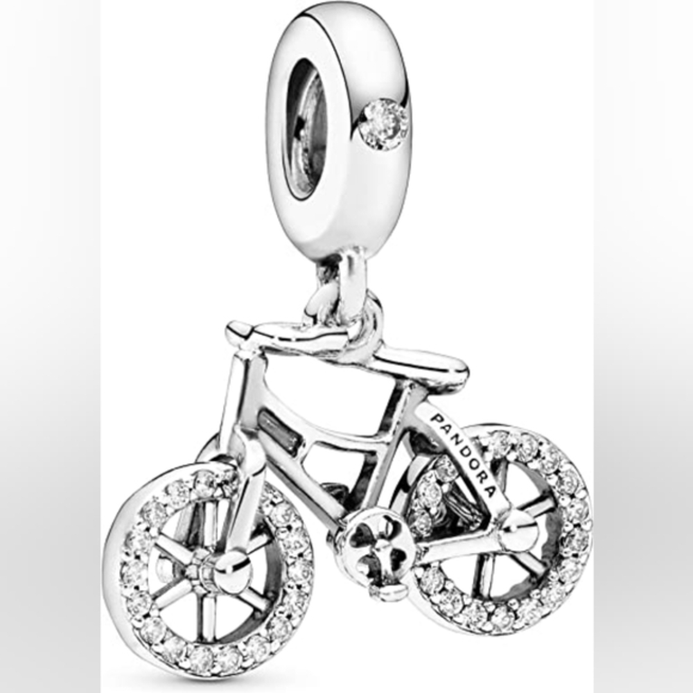 Pandora Jewelry Bicycle Dangle Cubic Zirconia Charm in Sterling Silver
